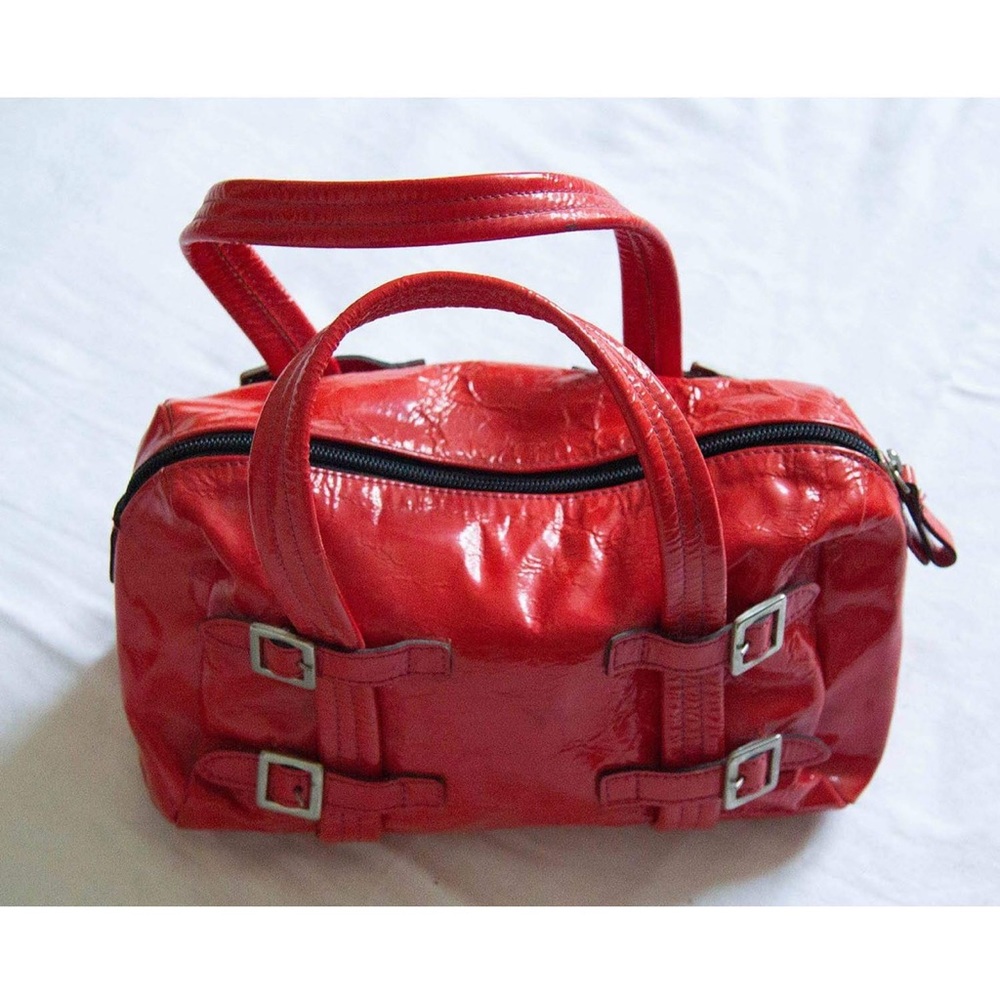 Red Patent leather bag.made in Italy.